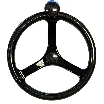 Schmitt Marine Carbon Fiber Primus Wheel w\/Knob 13.5" w\/Sanntoprene Finger Grip 3\/4" Tapered Shaft w\/CF Nut