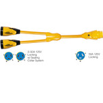 Marinco Y504-2-504 EEL (2)50A-125\/250V Female to (1)50A-125\/250V Male "Y" Adapter - Yellow