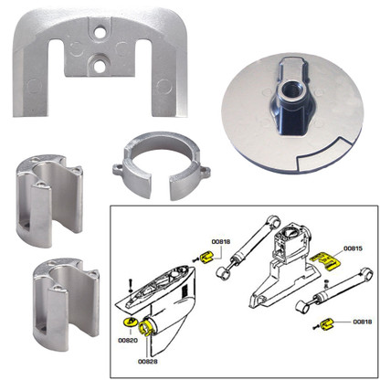 Tecnoseal Anode Kit w\/Hardware - Mercury Bravo 1 - Aluminum