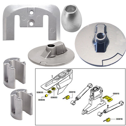 Tecnoseal Anode Kit w\/Hardware - Mercury Bravo 3 2004 - Aluminum