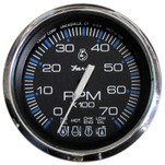 Faria Chesapeake Black SS 4" Tachometer w\/Systemcheck Indicator - 7,000 RPM (Gas - Johnson\/Evinrude Outboard)