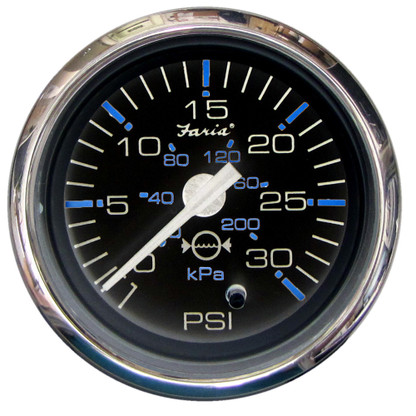 Faria Chesapeake Black SS2" Water Pressure Gauge Kit - 30 PSI