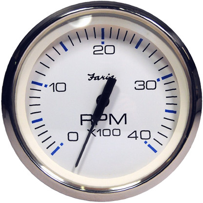 Faria Chesapeake White SS 4" Tachometer - 4,000 RPM (Diesel - Magnetic Pick-Up)