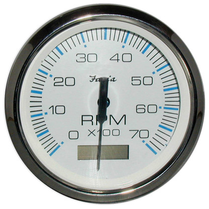 Faria Chesapeake White SS 4" Tachometer w\/Hourmeter - 7,000 RPM (Gas - Outboard)