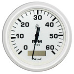 Faria Dress White 4" Tachometer w\/Hourmeter - 6,000 RPM (Gas - Inboard)