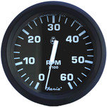 Faria Euro Black 4" Tachometer - 6,000 RPM (Gas - Inboard & I\/O)