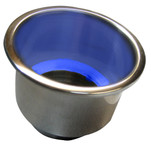 Whitecap Flush Mount Cup Holder w\/Blue LED Light - Stainless Steel