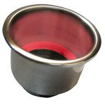 Whitecap Flush Mount Cup Holder w\/Red LED Light - Stainless Steel