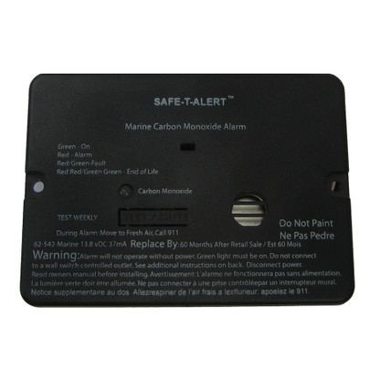Safe-T-Alert 62 Series Carbon Monoxide Alarm - 12V - 62-542-Marine - Flush Mount - Black