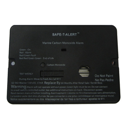 Safe-T-Alert 62 Series Carbon Monoxide Alarm w\/Relay - 12V - 62-542-Marine-PLY-NC - Flush Mount - Black