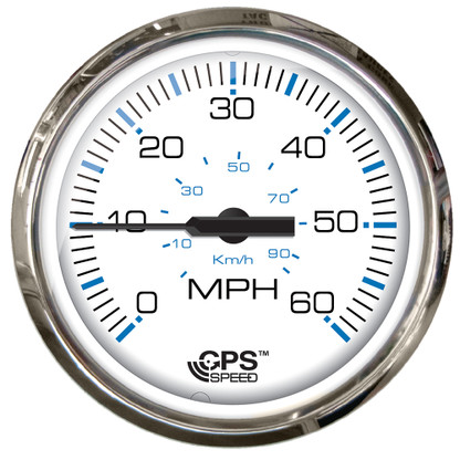 Faria Chesepeake White SS 4" Studded Speedometer - 60MPH (GPS)