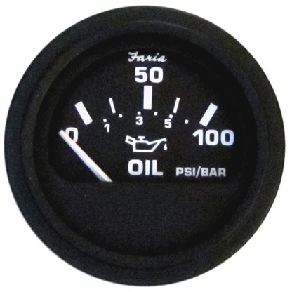Faria Euro Black Oil Pressure Gauge - 100 PSI