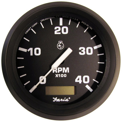Faria Euro 4" Tachometer w\/Hourmeter (4000 RPM) (Diesel) (Mech Takeoff  Var Ratio Alt)
