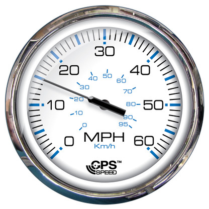Faria 5" Speedometer (60 MPH) GPS (Studded) Chesapeake White w\/Stainless Steel