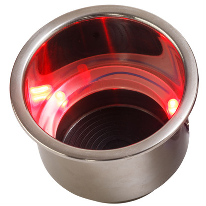 Sea-Dog LED Flush Mount Combo Drink Holder w\/Drain Fitting - Red LED
