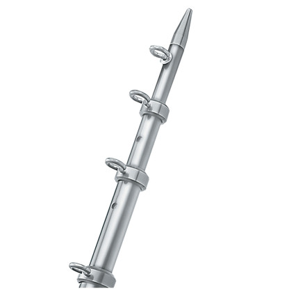 TACO 8' Center Rigger Pole - Silver w\/Silver Rings & Tip - 1-1\/8" Butt End Diameter