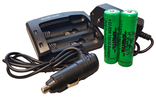 Wicked Lights 2-position charger kit with 2 18650 Li-Ion Batteries