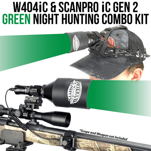Wicked Lights W404iC and ScanPro iC Gen 2 Green Night Hunting Light and Headlamp Combo Pack thumbnail