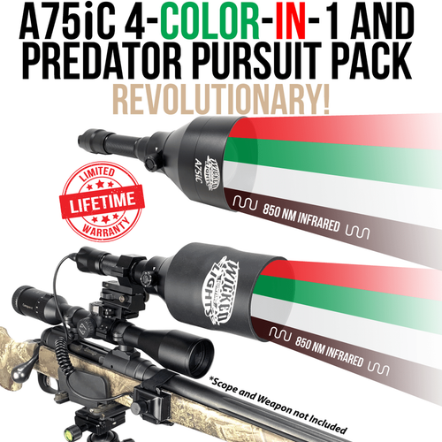 Wicked Lights A75iC 4-Color-In-1 Green, Red, White, 850nm Infrared Night Hunting Light Kit Predator Pursuit Pack