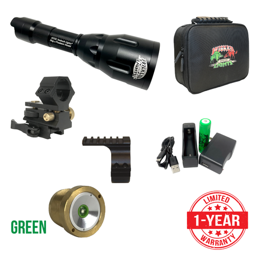 Wicked Lights A55iC Green Night Hunting Light Kit contents