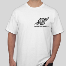 Front View of White Shirt with PC Parts Planet Logo & URL