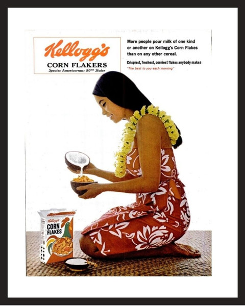 LIFE Magazine - Framed Original Ad - 1965 Kellogg's Cornflakes