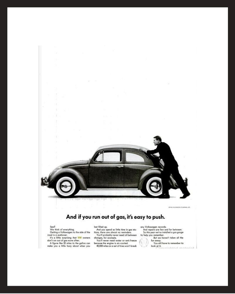 LIFE Magazine - Framed Original Ad - 1962 VW Bug Ad