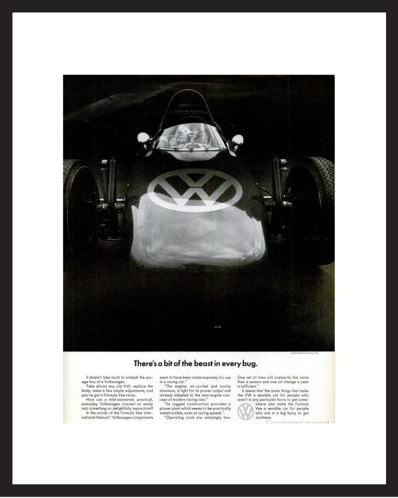 LIFE Magazine - Framed Original Ad - 1967 VW Beast in Every Bug Ad