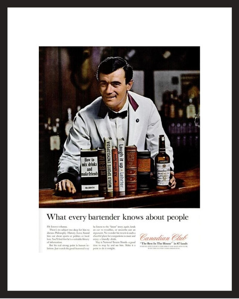 LIFE Magazine - Framed Original Ad - 1964 Canadian Club Ad