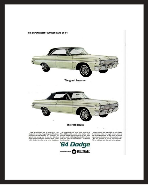 LIFE Magazine - Framed Original Ad - 1964 Dodge Convertible Ad