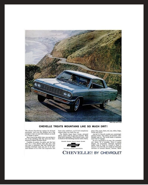 LIFE Magazine - Framed Original Ad - 1964 Chevy Ad