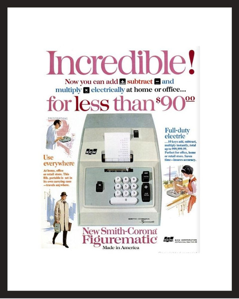 LIFE Magazine - Framed Original Ad - 1964 Electric Calculator