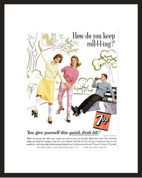 LIFE Magazine - Framed Original Ad - 1962 7-Up Ad