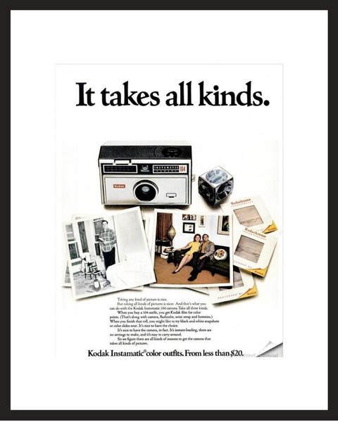 LIFE Magazine - Framed Original Ad - 1968 Kodak Instamatic Camera