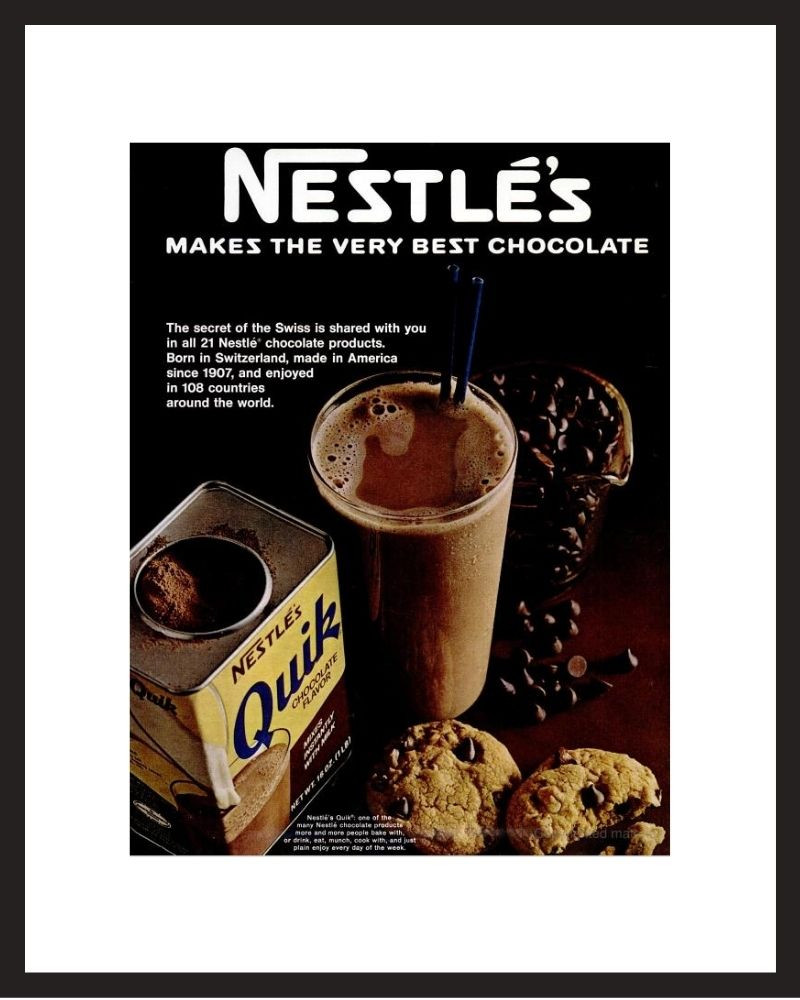 LIFE Magazine - Framed Original Ad - 1968 Nestle's Chocolate Milk