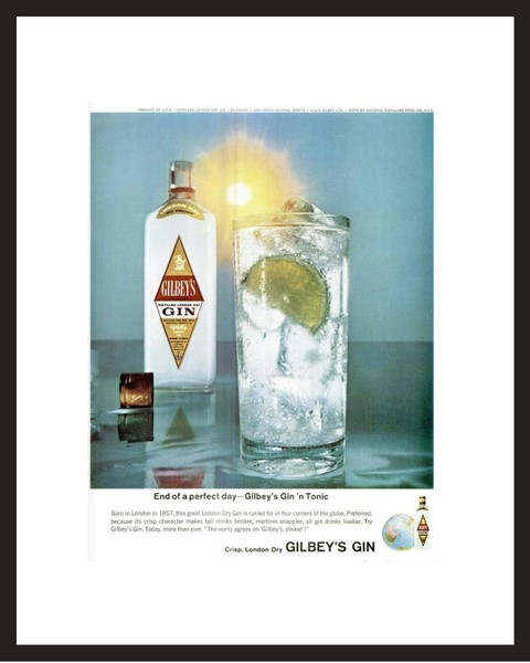 LIFE Magazine - Framed Original Ad - 1965 Gilbey's Gin Ad