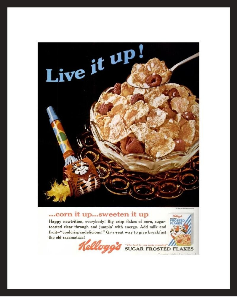 LIFE Magazine - Framed Original Ad - 1965 Kellogg's Sugar Frosted Flakes