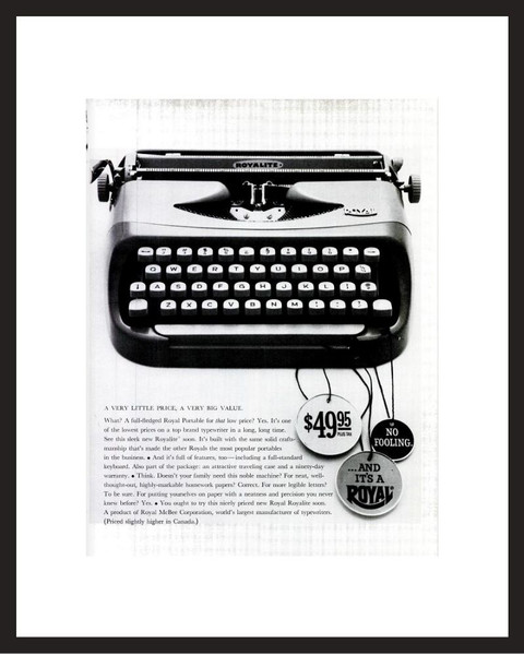 LIFE Magazine - Framed Original Ad - 1960 Royal Typewriter Ad