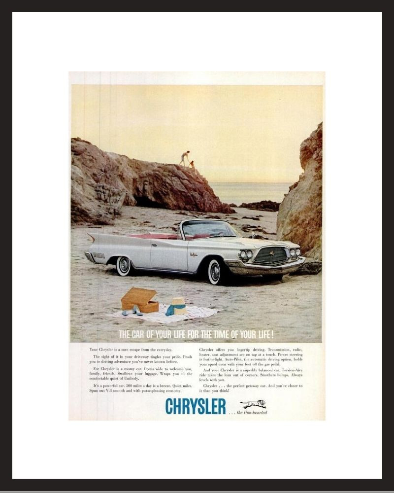 LIFE Magazine - Framed Original Ad - 1960 Chrysler Convertible Ad