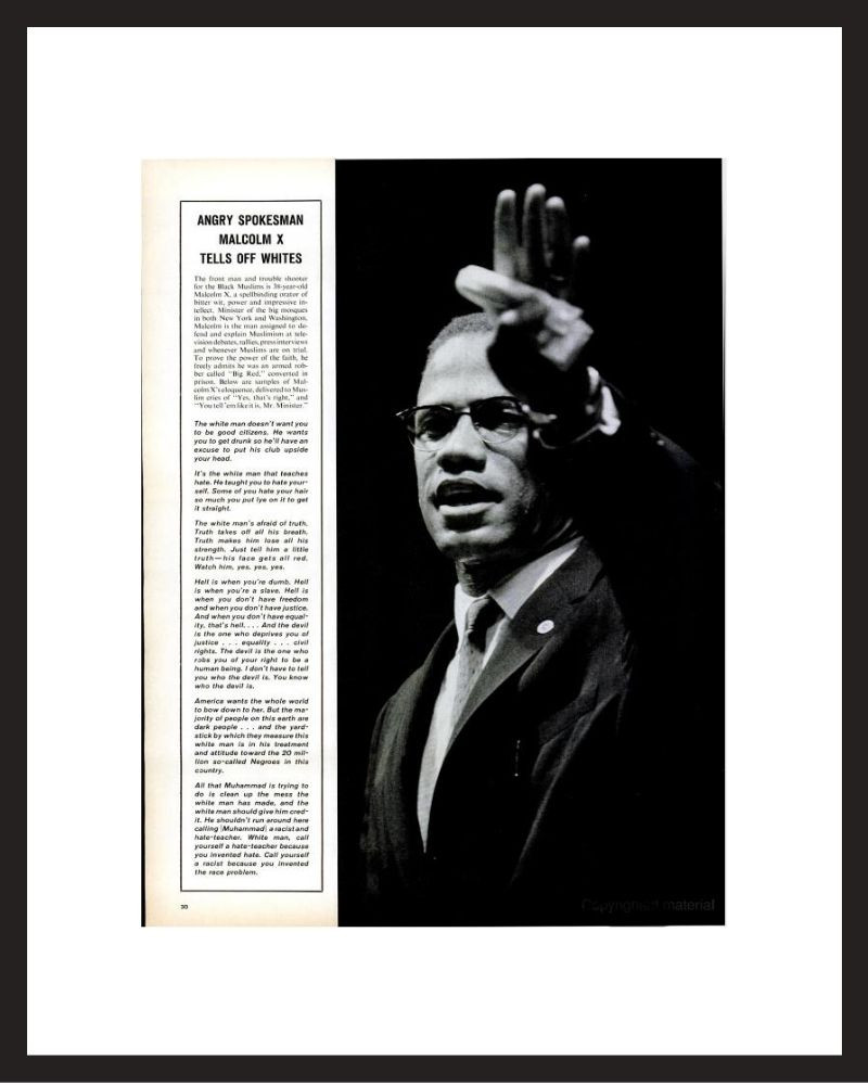 LIFE Magazine - Framed Historic Page - Malcolm X in 1963