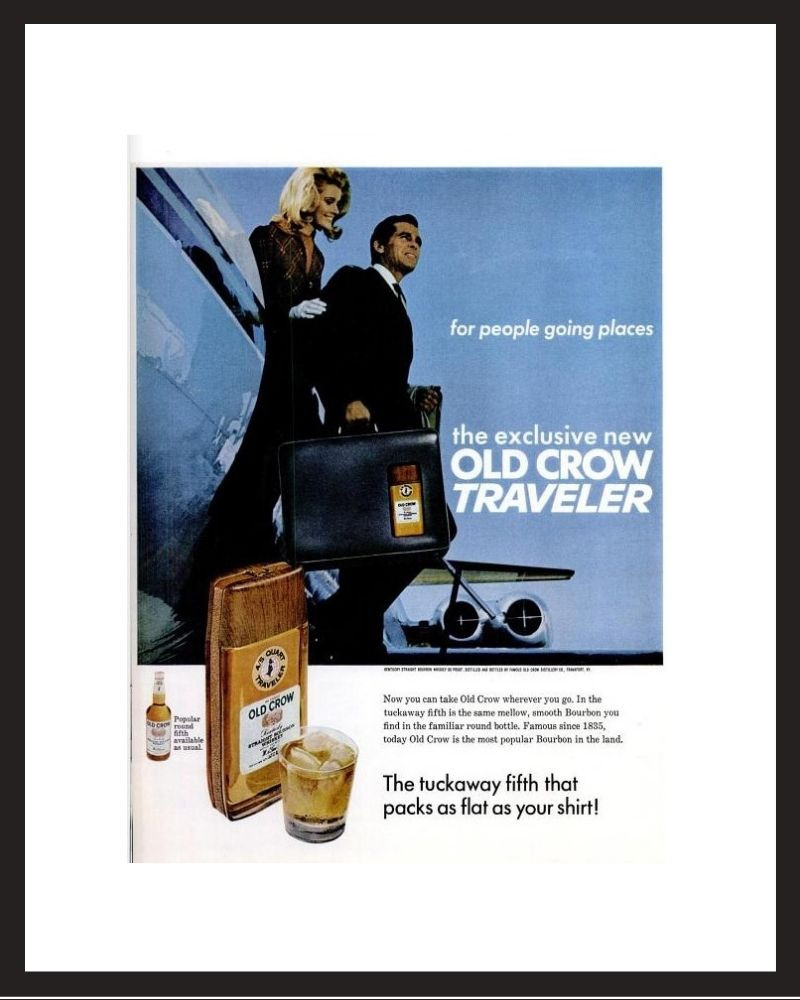 LIFE Magazine - Framed Original Ad - 1967 Old Crow Traveler Bottle Ad