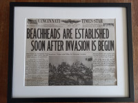 Framed Historic Reprint - D-Day June  6, 1944 - Cincinnati Star-Ledger 