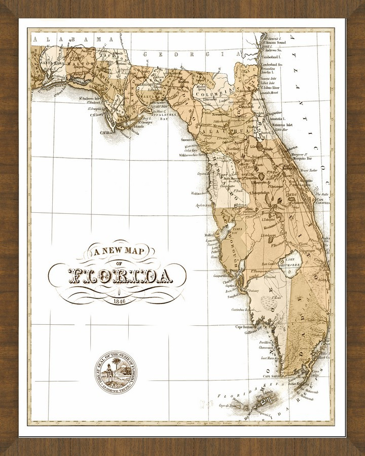 Old Map Of Florida A Great Framed Map That S Ready To Hang