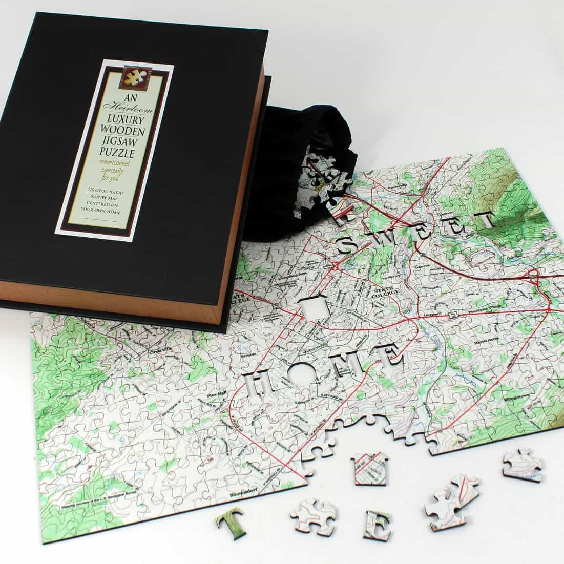 Hometown Puzzle - Map Puzzle Centered on Your Home. Lowest