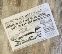 Charles Lindbergh Flight Historic Newspaper