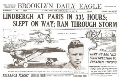 Charles Lindbergh Flight Historic Newspaper unique 1927 reprint!