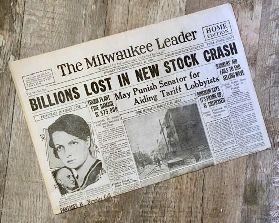 1929 Stock Market Crash Newspaper