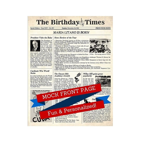 Birthday Newspaper May 1 2 4 5 6 7 8 9 11 12 13 14 15 1970 Birth date Gift