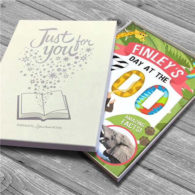 Gift Box with Personalized Day at the Zoo Book