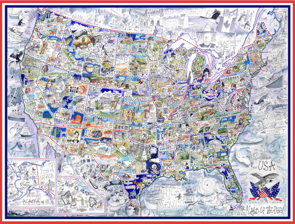 USA - Land of the Free - Illustrated Map Puzzle